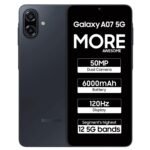 Samsung Galaxy A07 5G (Black, 6GB RAM, 128GB Storage) | 6.7 inch HD+ 120Hz Display | MediaTek Dimensity 6300 | 50MP + 2MP Rear Camera | 6000 mAh Battery