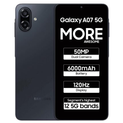 Samsung Galaxy A07 5G (Black, 6GB RAM, 128GB Storage) | 6.7 inch HD+ 120Hz Display | MediaTek Dimensity 6300 | 50MP + 2MP Rear Camera | 6000 mAh Battery