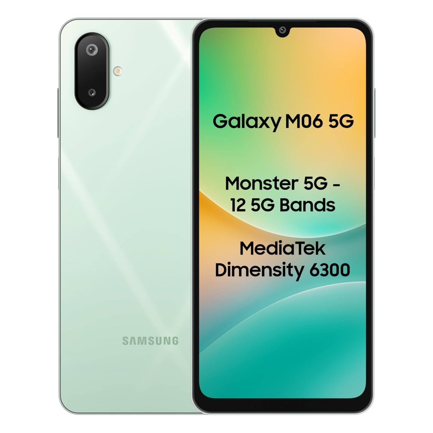71evPv-TvmL._SL1500_ Samsung Galaxy M06 5G Mobile (Sage Green, 4GB RAM, 128GB Storage) | MediaTek Dimensity 6300 | AnTuTu 623K+ | 12 5G Bands | 25W Fast Charging | 4 Gen OS Upgrades | 50MP Camera | Without Charger - Image 1