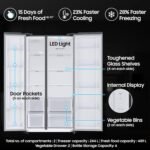 Samsung 653 L, 3 Star, Frost Free, Double Door, Convertible 5-in-1 Digital Inverter, Side By Side AI Enabled Smart Refrigerator with WiFi (RS76CG8003S9HL, Silver, Refined Inox) - Image 4