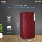 Haier 185 L 2 Star Direct Cool Single Door Refrigerator Appliance (2023 Model, HED-192RS-P, Red Steel) - Image 3