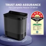 Haier 14 Kg 5 Star Semi Automatic Top Load Washing Machine with Toughened Glass and Soft Fall Technology (HTW140-178BK, Anti Bacterial Vortex Pulsator, Magic Filter, Anti Rat Mesh, Castors, Black) - Image 2