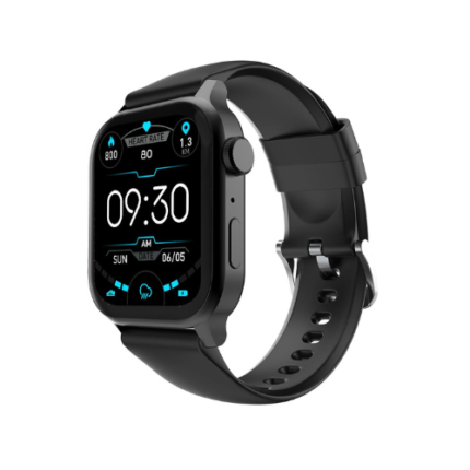 Fire‑Boltt Rise Smart Watch 1.85″ HD Display with Bluetooth Calling, AI Voice Assistant, Rotating Crown,SpO2 & Heart Rate Monitor, 120+ Sports Modes,IP67 Waterproof Smart Watch for Men & Women - Black