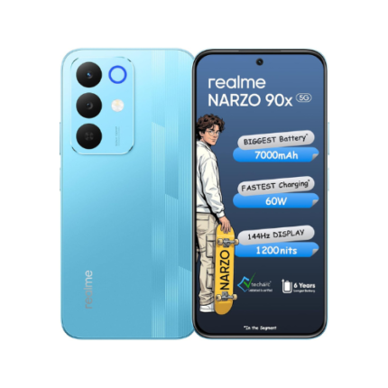 realme NARZO 90x 5G (Flash Blue,6GB+128GB) | 7000mAh + 60W Biggest Battery & Fastest Charging in the Segment* | 144Hz Bright Display | Sony 50MP AI Rear Camera | AI Assist | 400% Ultra Boom Speaker