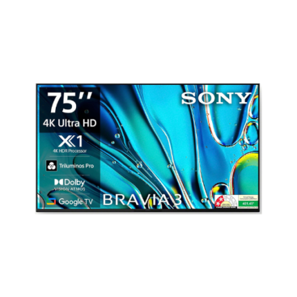 Sony BRAVIA 3 Series 189 cm (75 inches) 4K Ultra HD AI Smart LED Google TV K-75S30 (Black)