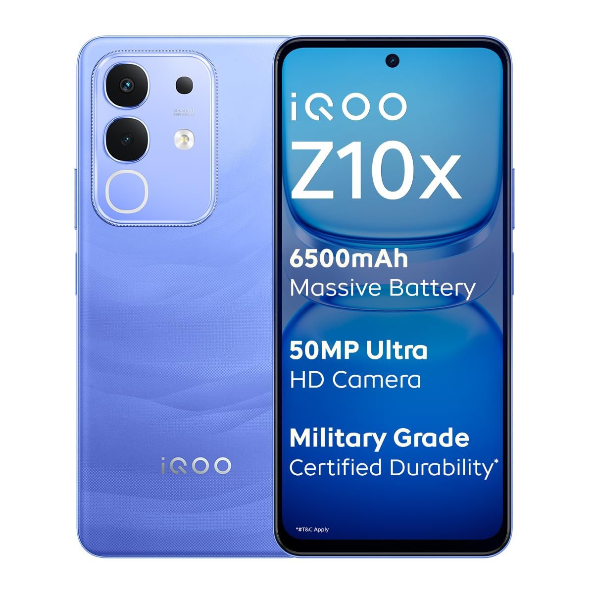 S1 iQOO Z10x 5G (Ultramarine, 8GB RAM, 128GB Storage) | 6500 mAh Large Capacity Battery | Dimensity 7300 Processor | Military-Grade Durability - Image 1