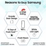Samsung 183 L, 4 Star, Digital Inverter, Direct-Cool Single Door Refrigerator (RR20H28249U/NL, Paradise Bloom Blue, Base Stand Drawer, Single Touch Defrost, 2026 Model) - Image 2