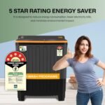 VW 9.5 kg 5 Star Wash Mate Semi Automatic Top Load Washing Machine WashMate0095G (Black) - Image 2