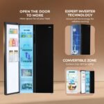 Haier 602L 3Star 2 Door Side by Side Frost Free Refrigerator|100% Convertible|Expert Inverter Technology|Digital Display Panel|Triple Twist Ice Maker|Deo Fresh Technology (HRS-682KS, Black Steel) - Image 5