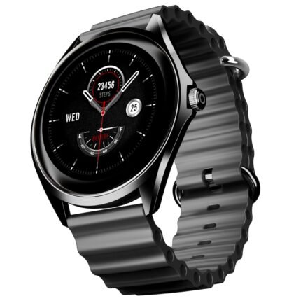Boat Ultima Aeris 1.43" AMOLED Display, 1000 nits Brightness, Ultra Slim 8mm Metal Build, IP68, Auto HR & SpO2 Monitoring, Sleep & Stress Tracking, Stylish Smartwatch for Men & Women (Active Black)
