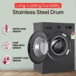 LG 7 Kg, 5 Star, DD Technology, Steam Wash, 6 Motion DD, Fully-Automatic Front Load Washing Machine (FHB1207Z2M, Allergy Care, In-Built Heater, Touch Panel, Middle Black - Image 3
