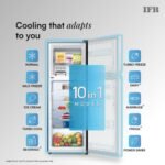 IFB 241L 3 Star 10 in 1 Convertible, Advanced Inverter Frost-Free Double Door Refrigerator with 30 Hrs Cooling Retention, Freezer LED & 4 Year Super Warranty (2026, IFBFF-291CYOSETM, Onyx Grey) - Image 9