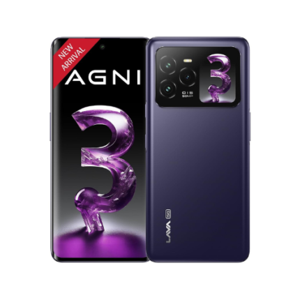 Lava Agni 3 5G (Heather Glass, 8GB+256GB) | India's 1st Dual AMOLED | 1.5K Curved Display | Dimensity 7300X | 50MP Triple AI Telephoto Camera | 66W Fast Charge | with Charging Adapter