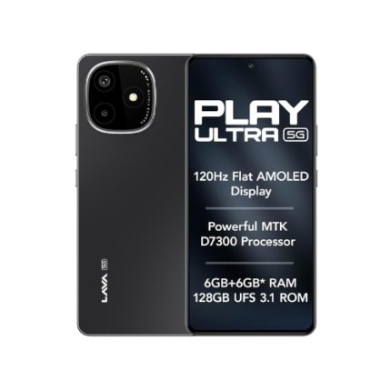 Lava Play Ultra 5G (Arctic Slate, 6+6*GB RAM, 128GB Storage)|MTK D7300 Processor-700K+ Antutu| 6.67" FHD+AMOLED Display | 64MP Sony Camera | UFS 3.1 Storage | 5000mAh-33W Fast Charging | IP64 Rated