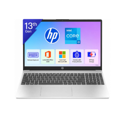 HP 15, 13th Gen Intel Core i3-1315U Laptop (8GB DDR4,512GB SSD) Anti-Glare, Micro-Edge,15.6''/39.6cm, FHD, Win11,M365 Basic(1yr),Office Home24, Silver,1.59kg, FHD Camera w/Privacy Shutter, fd0569TU
