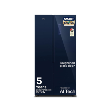 Godrej 600L 3Star 5 Years Comprehensive Warranty Smart Convertible Zones | Toughened Glass Door | Frost Free Inverter Refrigerator (2025 Model, RS EONVELVET 646C RIT SM BL, Storm Blue)