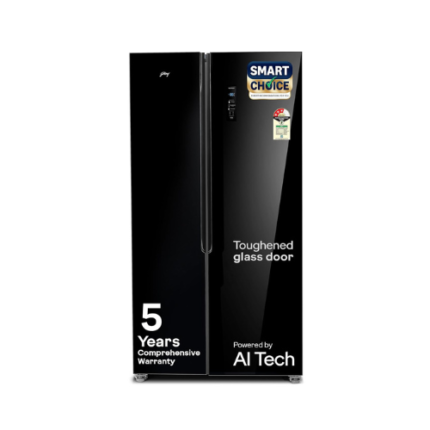 Godrej 600L 3Star 5 Years Comprehensive Warranty | Smart Convertible Zones | Toughened Glass Door | Frost Free Inverter Refrigerator (2025 Model, RS EONVELVET 646C RIT OP BK, Opera Black)