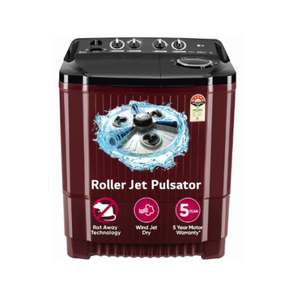 LG 11.5 kg, 5 Star, Roller Jet Pulsator with Soak, Wind Jet Dry Technology, Semi-Automatic Top Load Washing Machine (2025 Model, P115ASDAZ, Smart Filter & Rat Away feature)