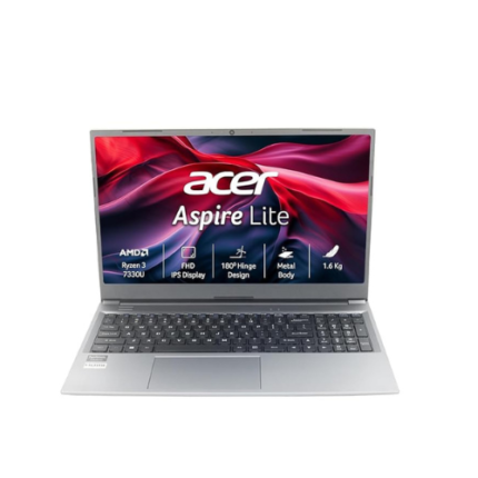 acer Aspire Lite, AMD Ryzen 3-7330U, Office 2024 + M365 Basic,8GB RAM, 256GB SSD, Full HD IPS, 15.6"/39.62 cm, Windows 11 Home, Steel Gray, 1.59 KG, AL15-41, Metal Body, Premium Thin and Light Laptop