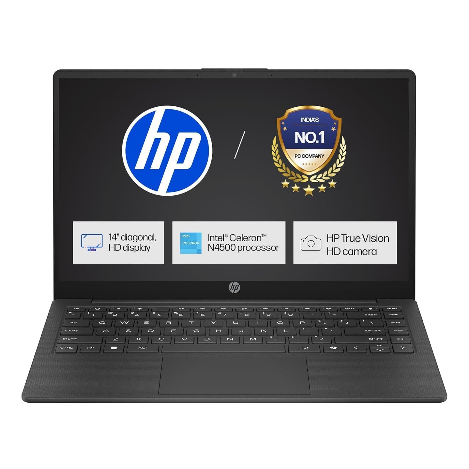 S1 HP 14s Intel Celeron Dual Core N4500 Laptop (8GB/512GB SSD/Win 11) 14.0" HD Display, MSO 24, Black, 1.46kg, DQ3149TU Thin and Light Business Laptop - Image 1